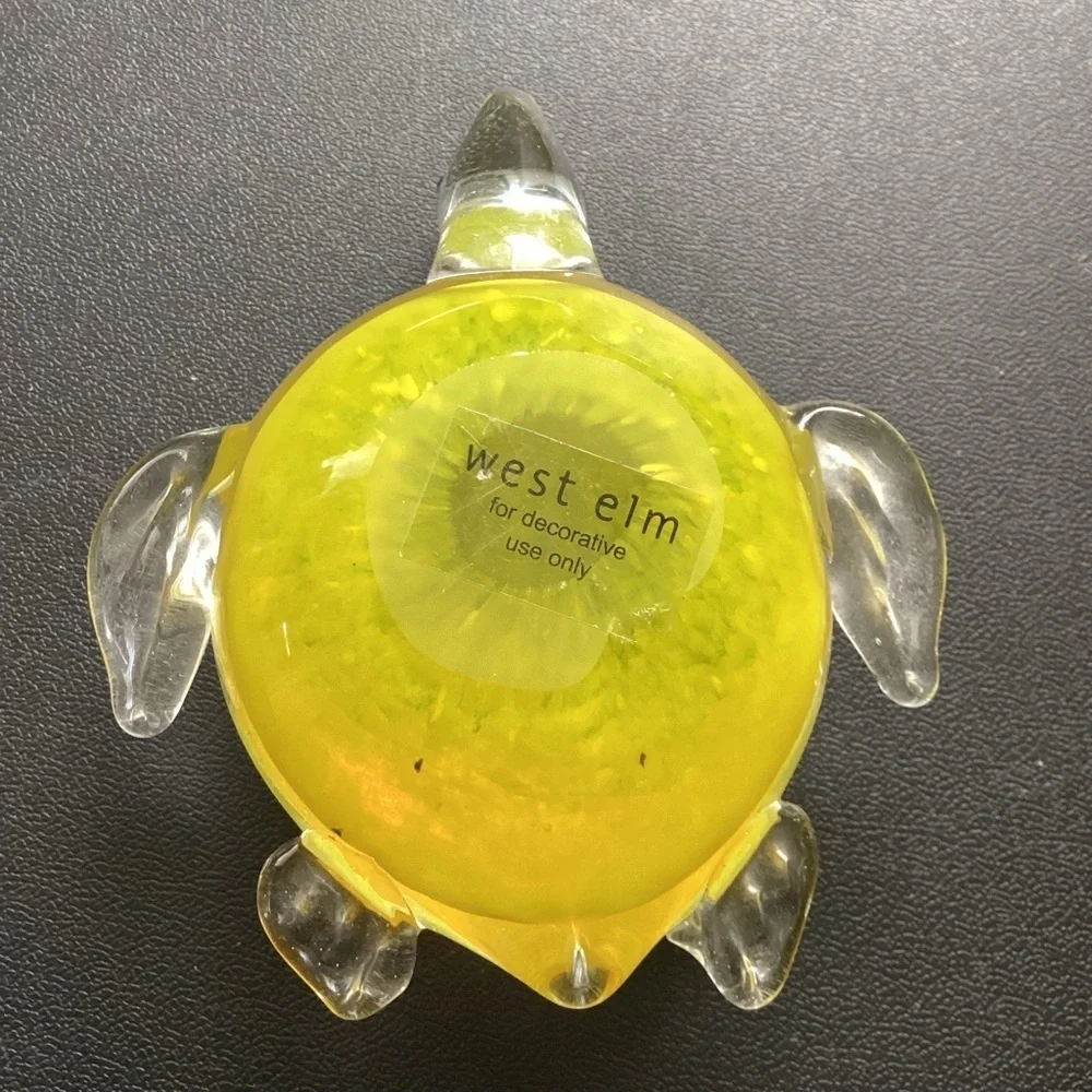 MURANO Style art glass turtle paperweight figurine yellow